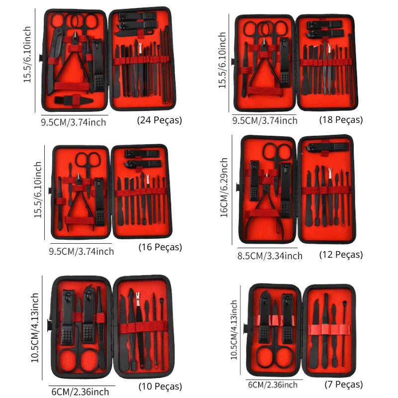Kit de Cortadores de Unha e Ferramentas de Manicure e Pedicure