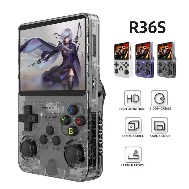 Console Portátil Retrô R36S – Tela IPS de 3.5” com 64GB