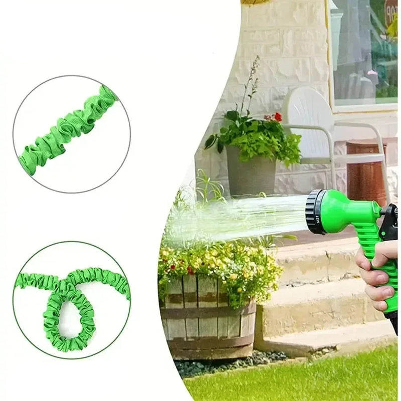 Mangueira Mágica Expansível com Funções de Pressão e Pulverização – 7 Modos para Jardim e Lavagem de Carros