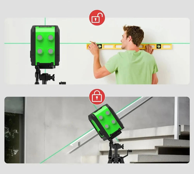 Nível a Laser 2 Linhas com Feixe Verde – Auto-nivelante e Magnético