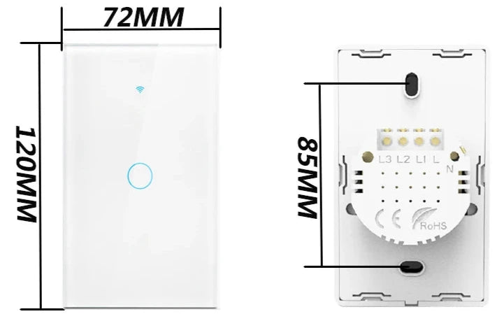 Interruptor de Luz Smart Touch Wi-Fi com Painel de Vidro
