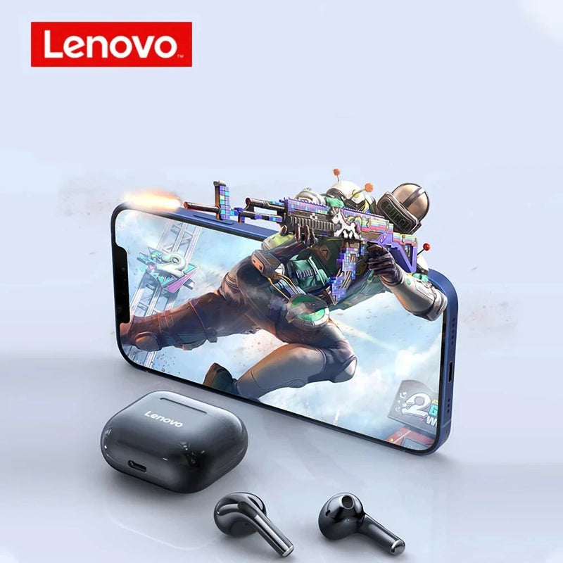 Fone de Ouvido Bluetooth Lenovo LP40 TWS com Som HiFi e Microfone