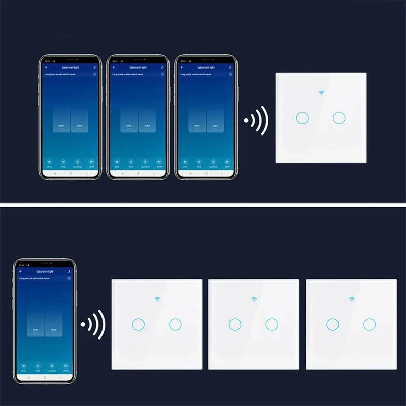 Interruptor de Luz Smart Touch Wi-Fi com Painel de Vidro